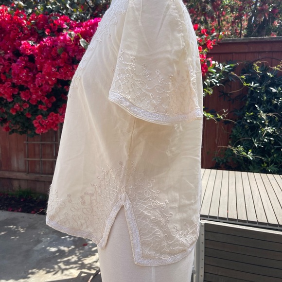 Vintage vanilla cream peasant blouse - Picture 4 of 15